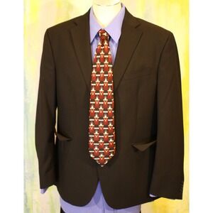 44R $350 Kenneth Cole BLACK Men BLAZER & SILK TIE  SLIM Suit Jacket Boardroom 44